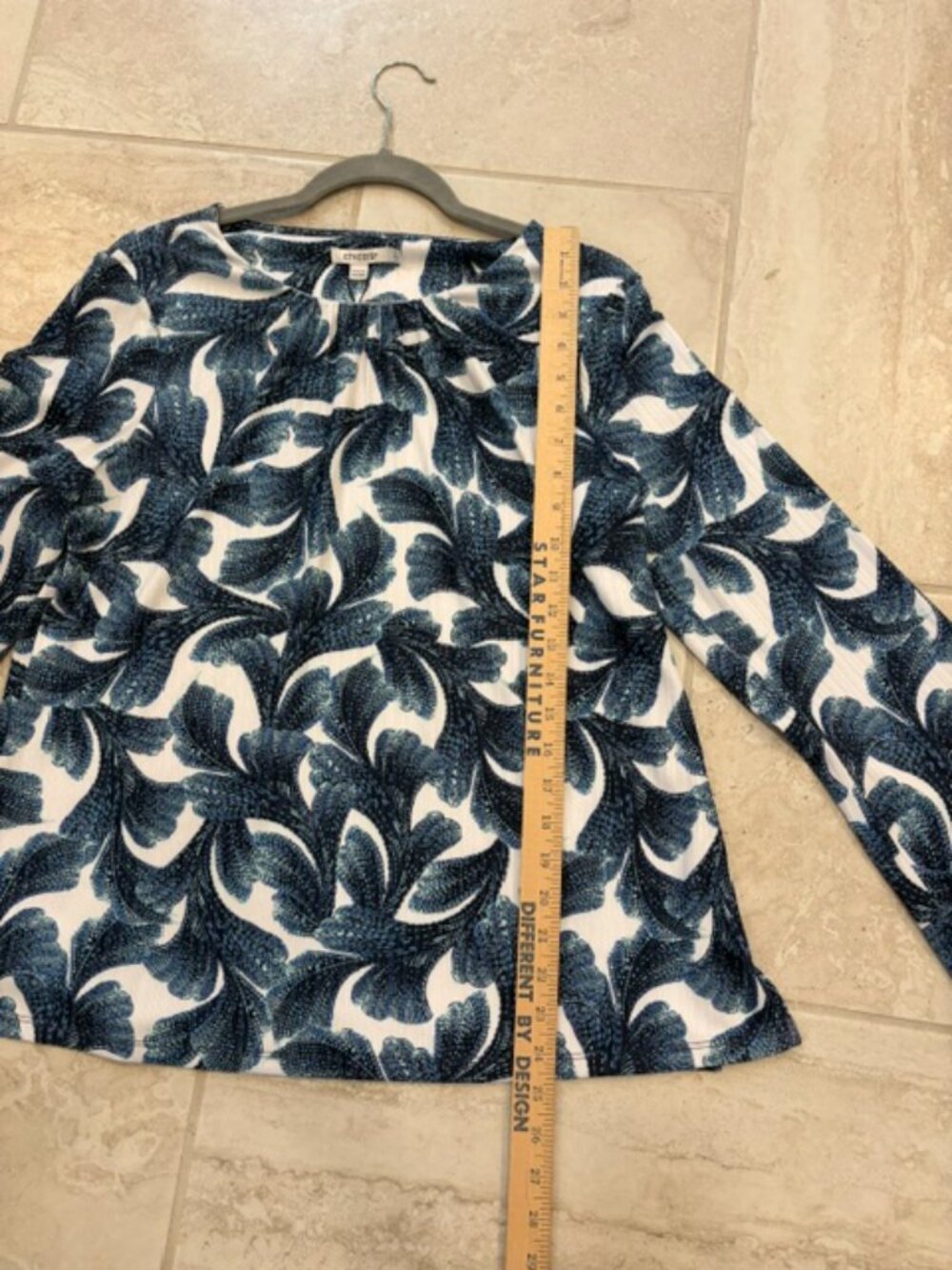 NWT Chico's Drift Gathered Neck Long Sleeve Blue Top Size 2/Large Classic Casual - Picture 10 of 10